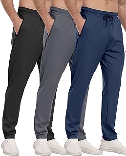 3 Pack Mens Athletic Sweatpants with Zi...