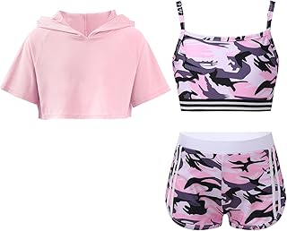 YiZYiF Kids Girls 3 Piece Dance Gymnast...