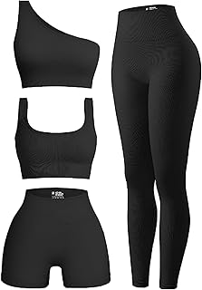 OIERD 4 Piece Workout Sets For Women Ribbed...