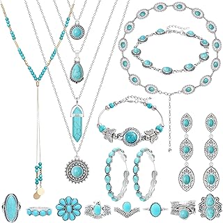 NEWITIN 20 Pieces Silver Bohemian Jewel...
